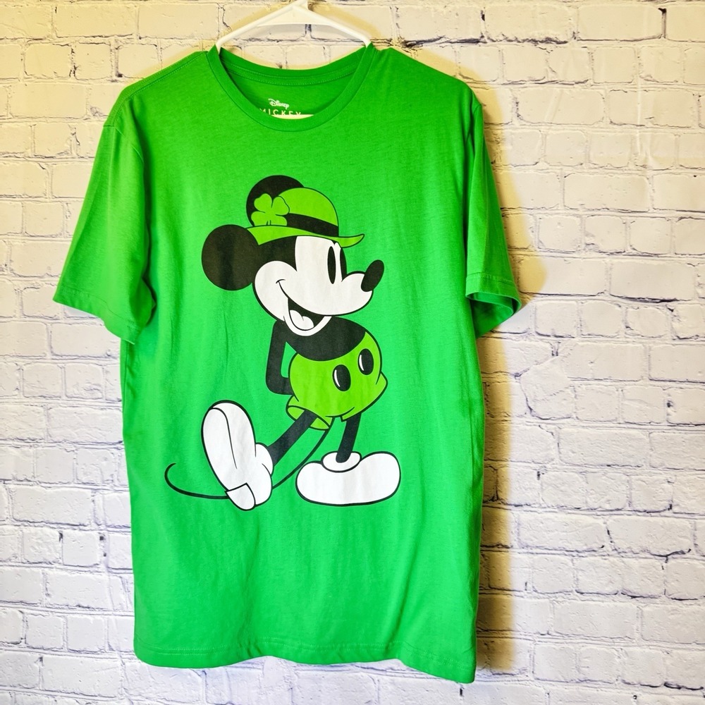 Micky Mouse Green Shirt Disney Tee Medium 38/40‎ St Patricks Green
